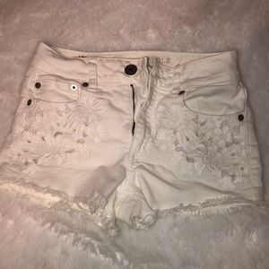 American eagle cut off white shorts